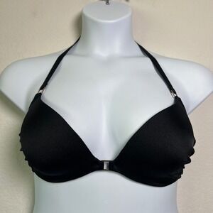 Victorias Secret The Hottie Halter Bikini Top Black Padded Swim 36C Women Resort